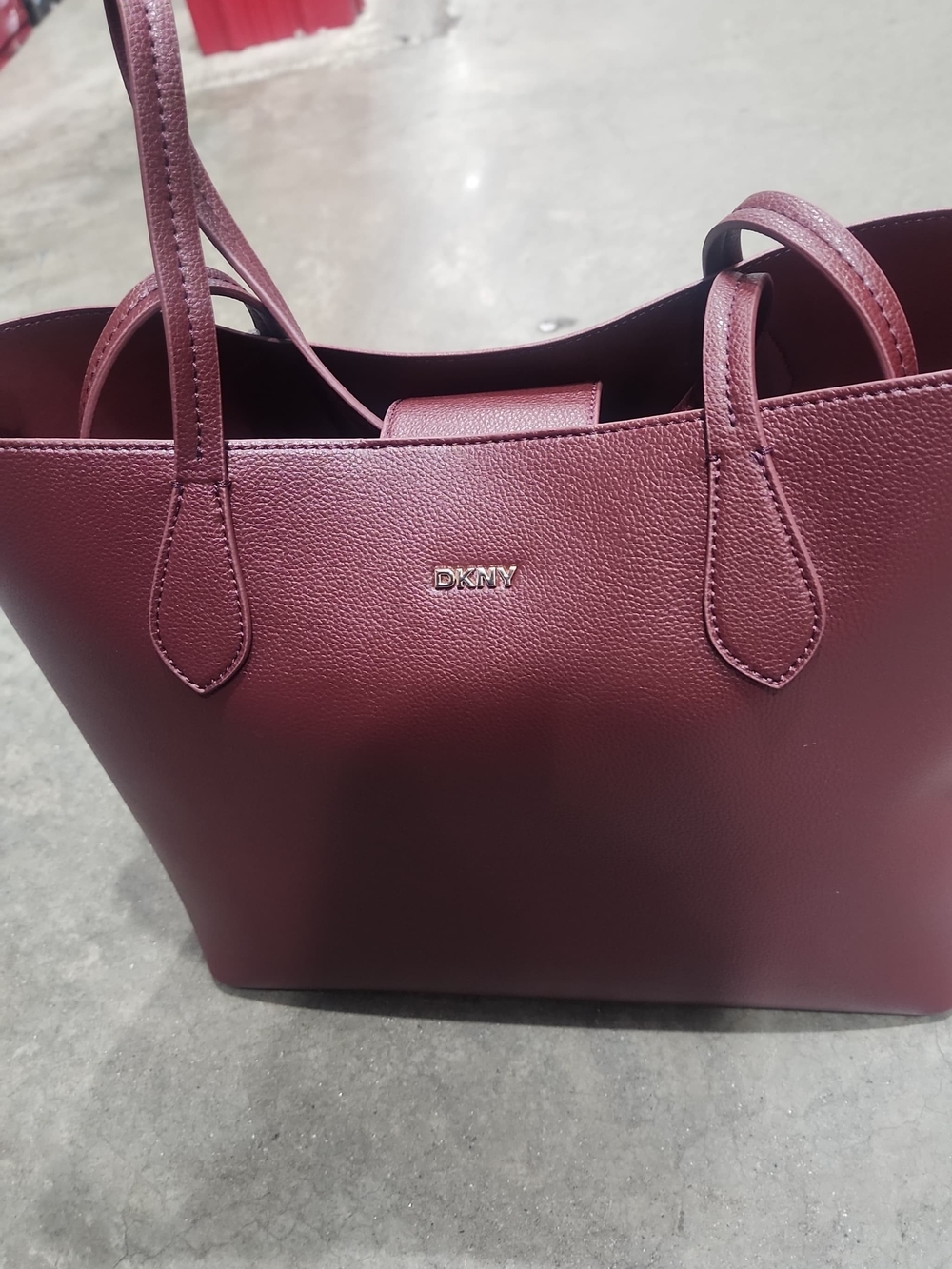 DKNY Burgundy Structured Leather Tote